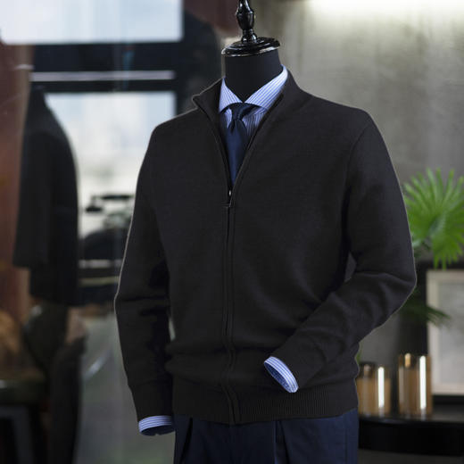 秋冬新款男士双面羊毛羊绒混纺立领拉链开衫——不退不换 商品图2