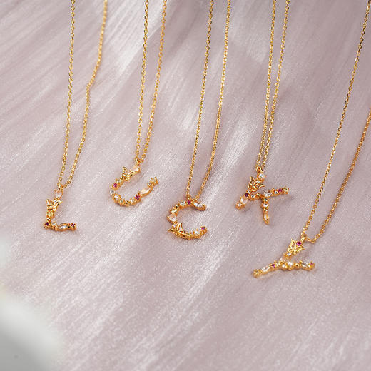 北京仓｜Girls Crew-Flutterfly Stone Initial-金色 蝴蝶与宝石 字母 项链［美国设计师］ 商品图9