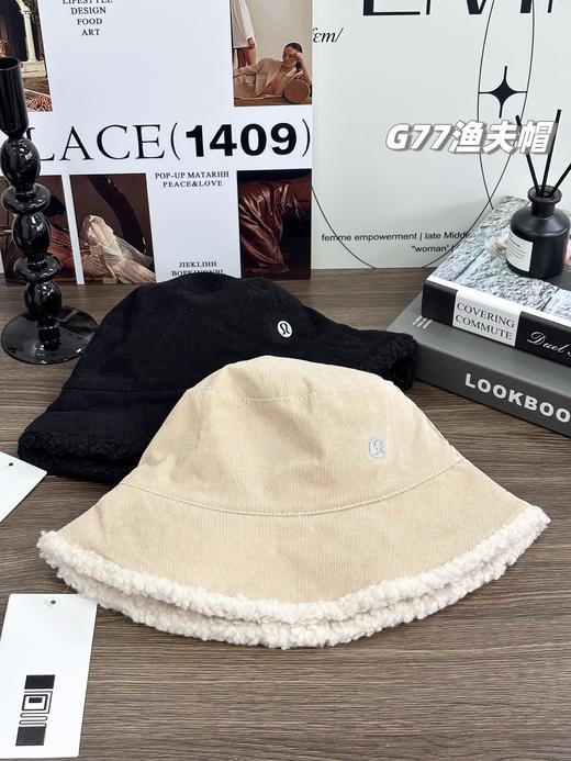 LULU双面可戴羊羔绒加厚渔夫帽来啦，一面灯芯绒一面羊羔绒 商品图4