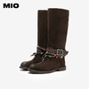 MIO米奥西部靴冬季新款圆头长筒波嬉风挂饰搭扣弹力靴女靴子M255862935 商品缩略图2