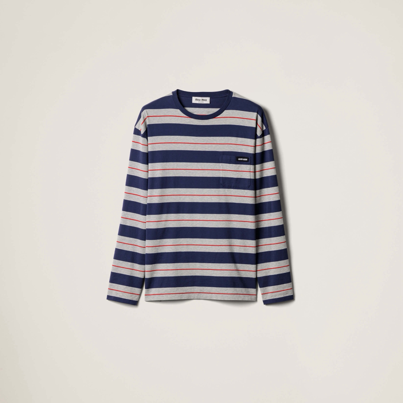 MIU-T 蓝灰条纹长袖