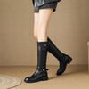 【预售7天】复古圆头粗跟皮带扣秋冬双色油蜡胎牛皮长筒靴百搭时尚显瘦时装靴LD&7520 商品缩略图4