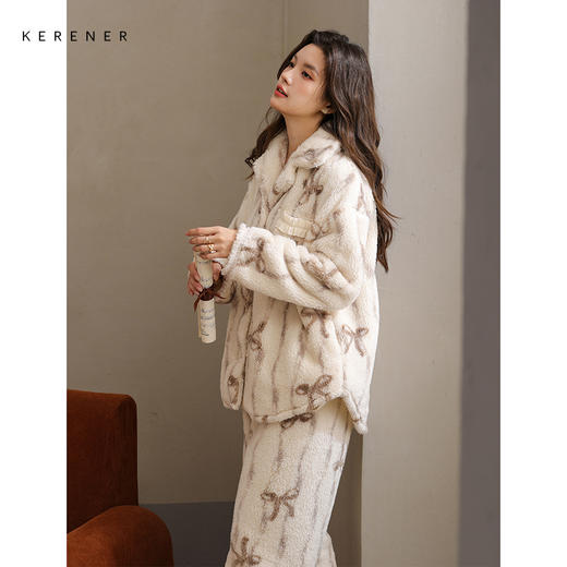 可人儿原创冬季舒棉绒女士睡衣韩系加厚保暖可外穿珊瑚绒家居服 商品图2