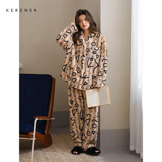 可人儿原创冬季舒棉绒女士睡衣韩系加厚保暖可外穿珊瑚绒家居服 商品图3