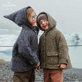 【云优选】lelejove北欧风秋冬儿童羊毛混纺精灵帽花呢大衣防风保暖舒适外套