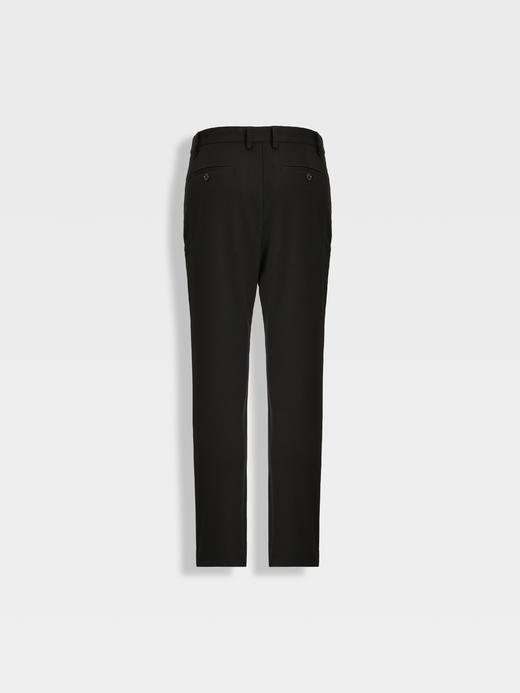 callisto黑色绵羊毛混纺直筒收脚口休闲裤 商品图1