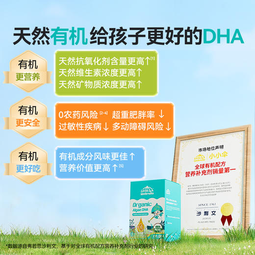 效期至2028年8月【央视推荐】小小伞有机纯DHA藻油婴幼儿海藻油60粒/盒 商品图2