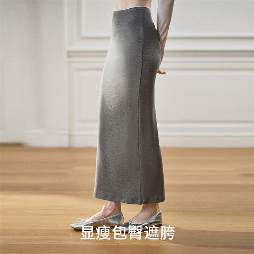 【限时会员价】嫚熙高弹优雅花边垂垂半裙女春秋直筒遮胯小个子孕妇裙2025新品 商品图4