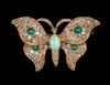 独角鹿西洋古董1880年代欧洲出品蝴蝶造型18K黄金镶嵌欧泊石祖母绿红宝石及钻石胸针 商品缩略图1