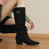 【预售7天】慵懒感复古绒面爆款显瘦不过膝堆堆靴长筒骑士靴HB&1298 商品缩略图3