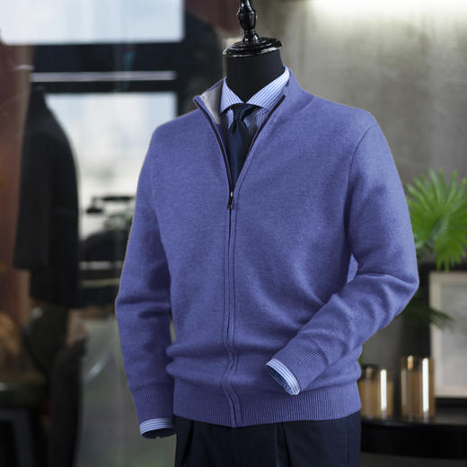 秋冬新款男士双面羊毛羊绒混纺立领拉链开衫——不退不换 商品图5