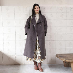 绽放757朵/du市丽人呢大衣·羊毛立体绒感立领长款毛呢外套呢大衣