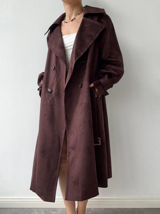 SIJIA｜AW2507 酒红麂皮长款皮风衣 商品图6