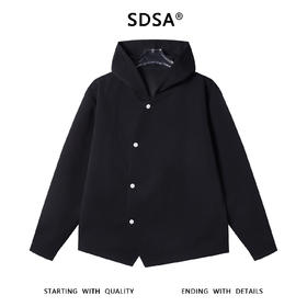 SDSA男士秋冬新款痞帅男装潮牌不规则纽扣连帽衬衫百搭时尚外套