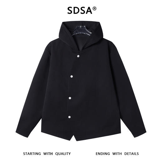 SDSA男士秋冬新款痞帅男装潮牌不规则纽扣连帽衬衫百搭时尚外套 商品图0