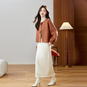 红色轻奢显瘦双面呢羊毛大衣，小香风毛呢短外套HR-ZYIF2637