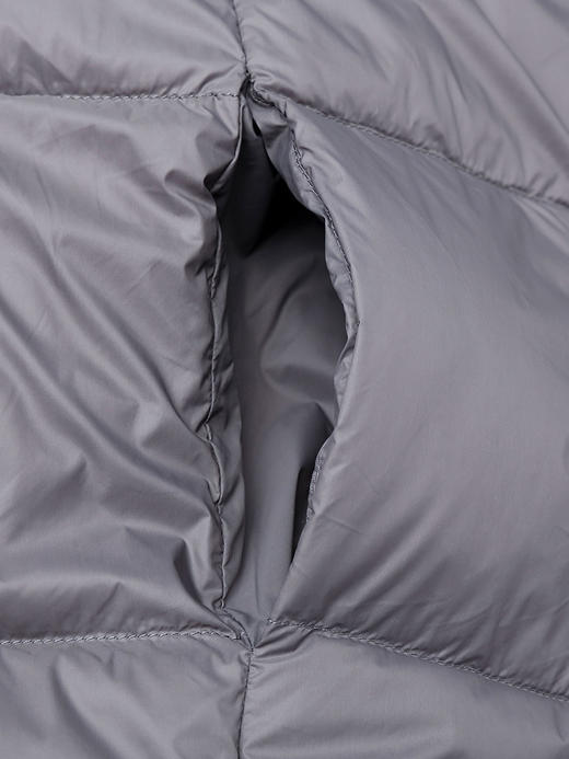 灰色长款连帽羽绒服 廓形宽松过膝外套 冬季加厚保暖设计感方格压纹面包服 商品图3