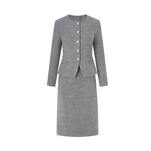 「高货wl」全新升级【铂金会员441/天猫589/差价148】(99055)洛诗琳2025秋冬通勤加厚毛呢修身外套直筒半身裙两件套女 商品图4