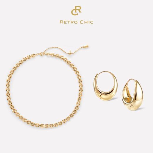 【网球职业运动员李娜&张予曦同款】Retro Chic | 小水滴金/银圈耳环&罗马链条项链套装 商品图0