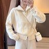 百蓝茵高领双拉链毛衣外套女2025新款秋冬宽松设计感洋气长袖针织衫上衣★ 商品缩略图2