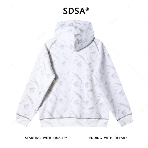 WY1218SDSA男士秋冬新款痞帅男装扎染风缝线抽绳连帽卫衣百搭套头上衣 商品图5