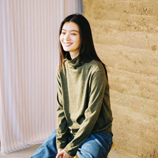 特绽放730朵/不费力打底衫·新款羊毛棉天丝高领长袖显瘦T恤内搭 商品图1