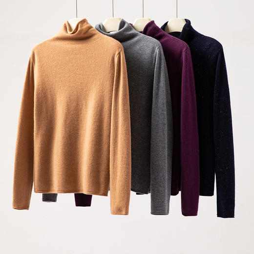 极简风高领羊绒衫女长袖修身打底衫秋冬针织毛衣 商品图2