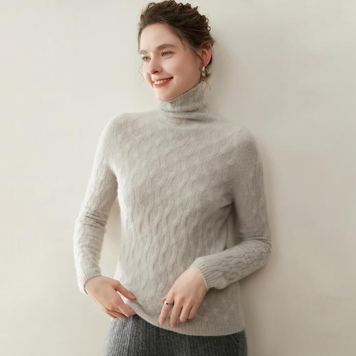 「高货rg」全新升级【铂金会员514/天猫699/差价185】(13513)洛诗琳气质软糯羊绒衫2025秋冬纯色宽松堆堆领针织上衣女 商品图3