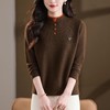 U68807-158半高领撞色针织衫女2025冬季珍珠扣三角标修身内搭打底衫毛衣短款 商品缩略图0