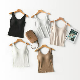 RC-8511<免穿文胸>“ 免BRA 一体式胸垫修身 U领宽带一体式秋冬背心