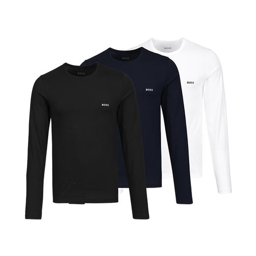 【超惠秒】BOSS 男士全棉刺绣 三件装盒装 打底/外穿长袖T恤 12284 商品图0