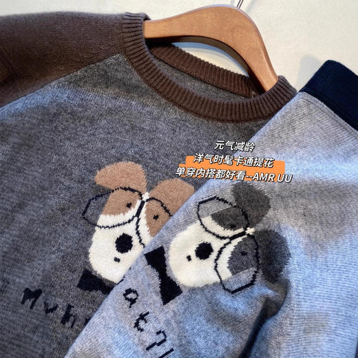 元气减龄！时髦拼色落肩袖显瘦卡通提花针织毛衣女25秋冬新款！ 商品图3