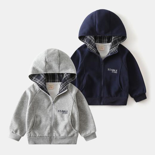 儿童加厚棉质连帽卫衣 韩版休闲拉链卫衣外套 商品图6