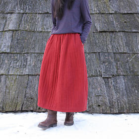 绽放724朵/热烈半裙·加厚亚麻绗棉全腰松紧花苞气质半身裙冬新款