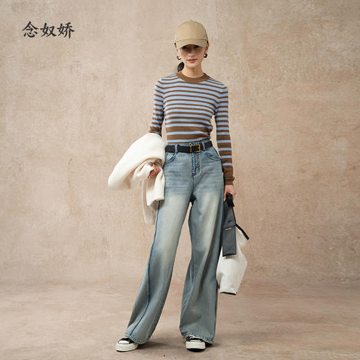 【商场同款】CNK5902 “ 海盐系条纹毛衫 ” MIU系配色，知性俏皮 松软罗纹组织张弛有度  条纹毛衫 商品图4