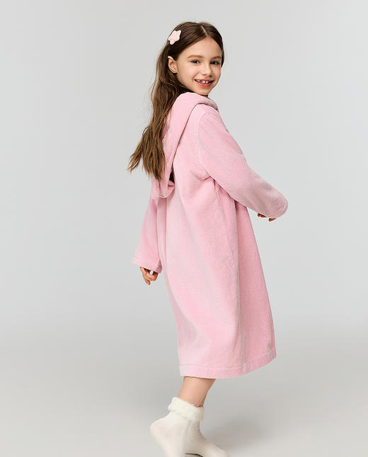 【春上新】8楼爱慕儿童Aimer Kids女孩动物联盟小兔连帽浴袍AK144J641，吊牌价680元 商品图2