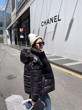 蒙口 Maya系列 陈奕迅同款情侣款连帽黑色保暖羽绒服（SS）