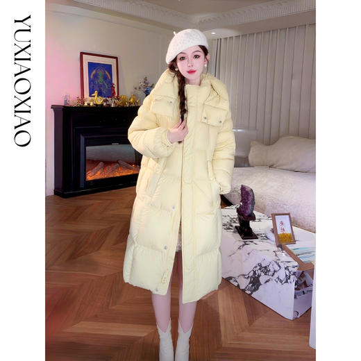 余潇潇【北欧环游】高级感90白鹅绒三防面料保暖立领连帽长款羽绒服 商品图0