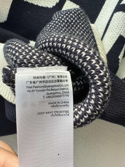 贝壳三 美式复古字母提花假两件毛衣学院风翻领长袖针织衫C102814 商品图11