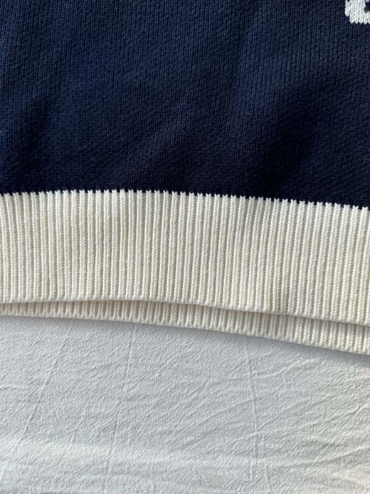 贝壳三 美式复古字母提花假两件毛衣学院风翻领长袖针织衫C102814 商品图8