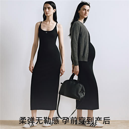 【限时会员价】嫚熙羊毛吊带长裙全孕期连衣裙显瘦不勒外出孕妇裙穿搭2025新品 商品图2