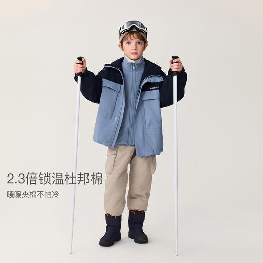 【无氟防泼水】马克珍妮男女童三合一御寒夹棉外套2025年冬装新款551232 商品图2