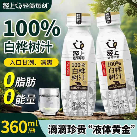 （液体黄金）轻上轻简每刻 0卡0脂肪100%白桦树汁植物饮料 360ml/瓶 商品图0