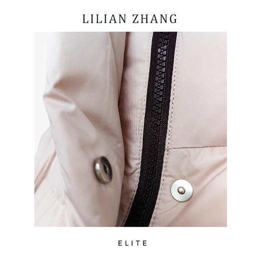 定制—静奢风—暖调廓形—知粉雅奢—灰粉云朵短款连帽羽绒服 2516002 商品图2