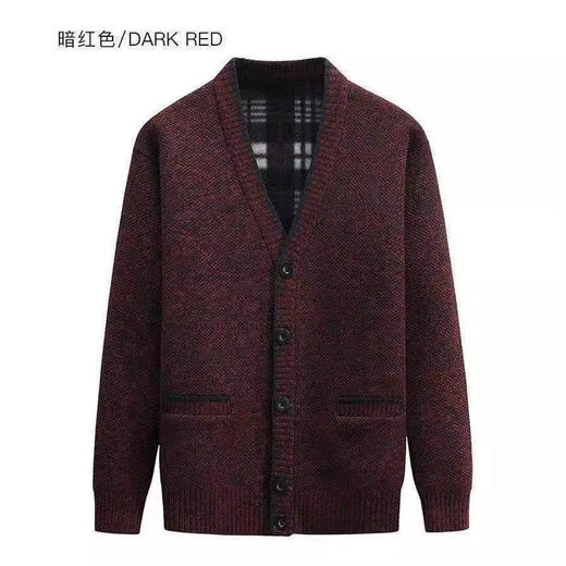 新款新品  冬季中年男加绒毛衣开衫 加厚V领中老年爸爸装针织外套中年男士毛衣外套 商品图1