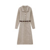 鹿向南 [松茶可可」法式气质打底长裙秋冬长袖燕麦色针织连衣裙女 商品缩略图1
