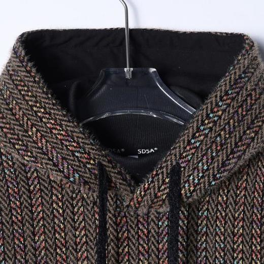 WY1196SDSA男士秋冬新款痞帅男装潮牌彩色竖纹连帽卫衣高街绒毛百搭上衣 商品图2