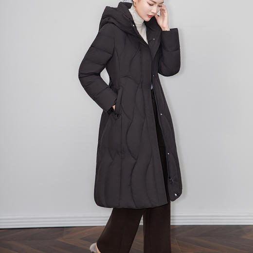 「高货wl」全新升级【铂金会员735/天猫999/差价264】(93419)洛诗琳加厚系带收腰90羽绒服2025冬季长款连帽保暖外套女 商品图3