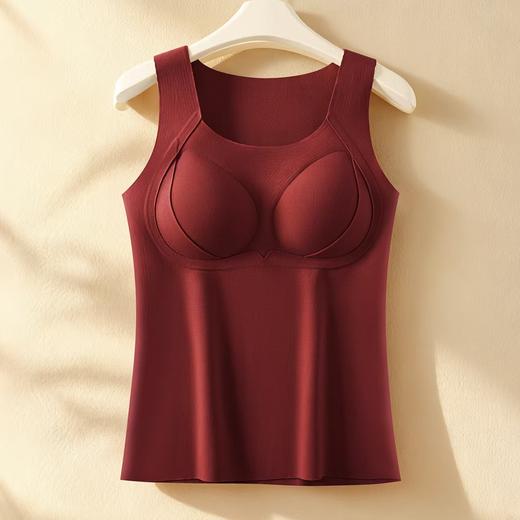 德绒保暖背心含蚕丝羊毛提拉带胸垫一体无痕保暖内衣打底 商品图4