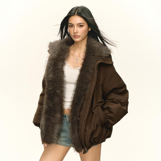 Ariseism 美式复古可拆卸毛毛羽绒服女冬季新款加厚保暖外套 商品图1